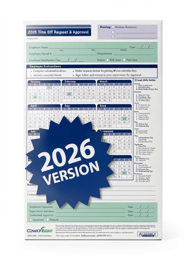 ComplyRight Time Off Request Calendar HR Forms 50 Pack-4