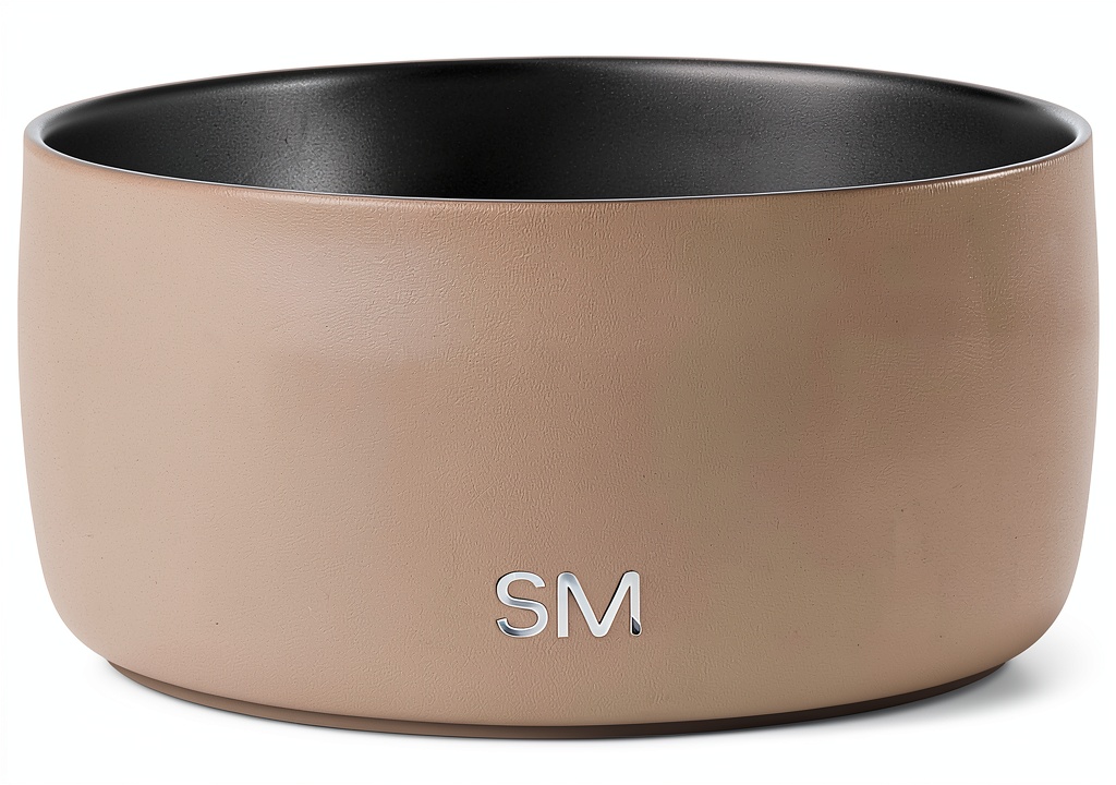 Simple Modern dog bowl in use on a kitchen floor