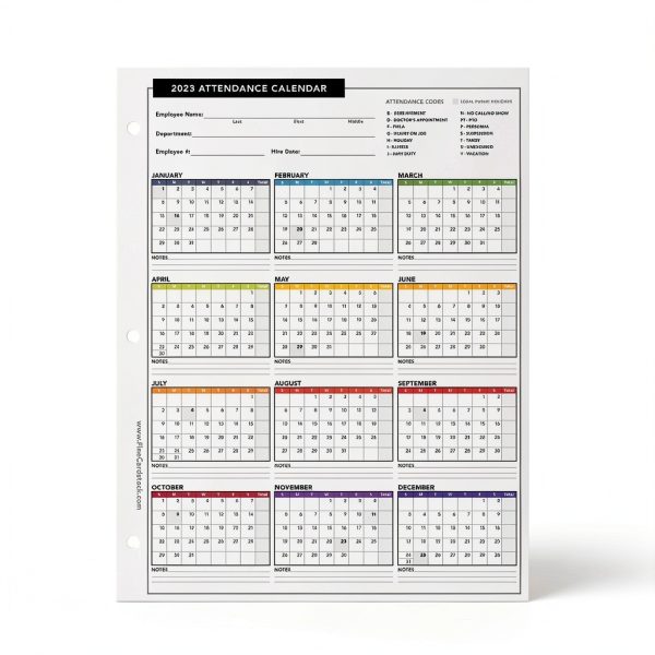 Attendance Calendar Card Superfine Printing Office Personnel-4