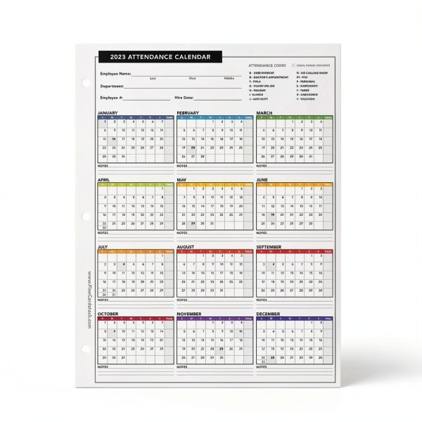 Attendance Calendar Card Superfine Printing Office Forms-4