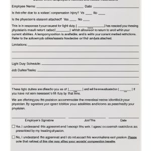 J J Keller Light Duty Return to Work Form 75 Pack Paper-0