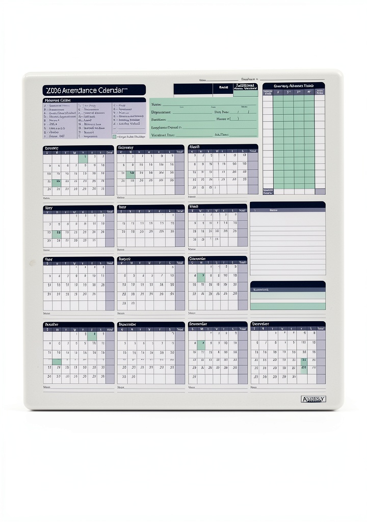 ComplyRight Attendance Calendar Card showing calendar layout and absence codes