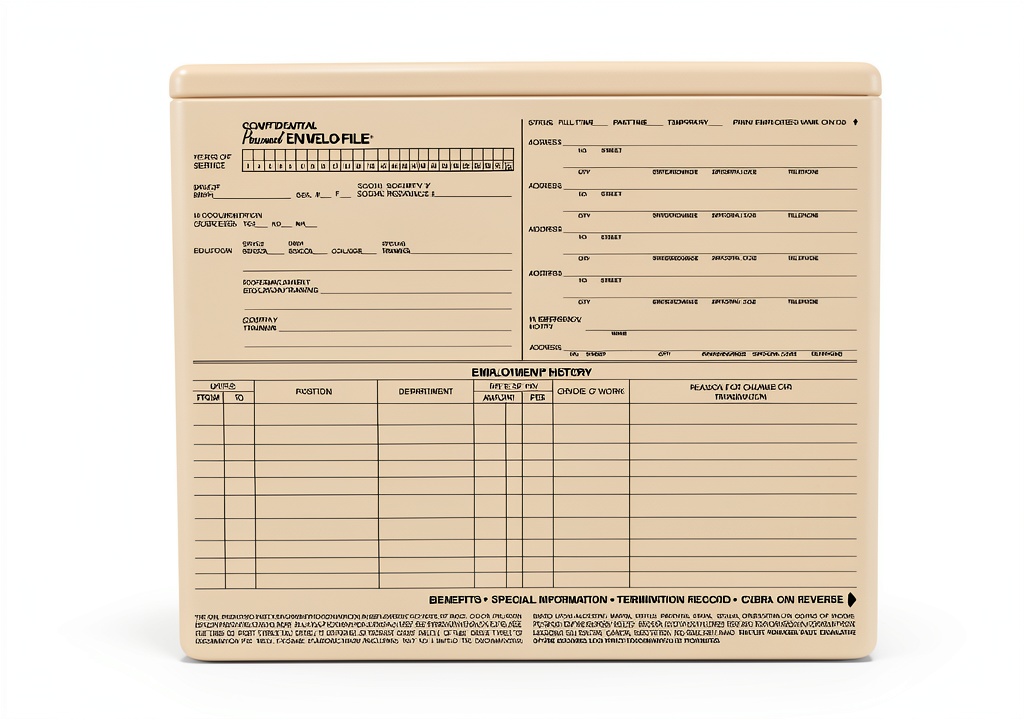 Generic Employee Envelo-File showing exterior recording space and gummed closure