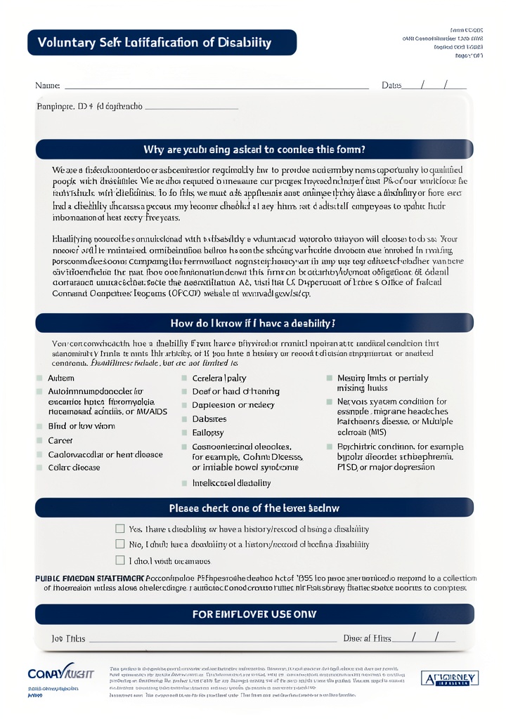 ComplyRight Voluntary Self-Identification of Disability Form displayed on office desk