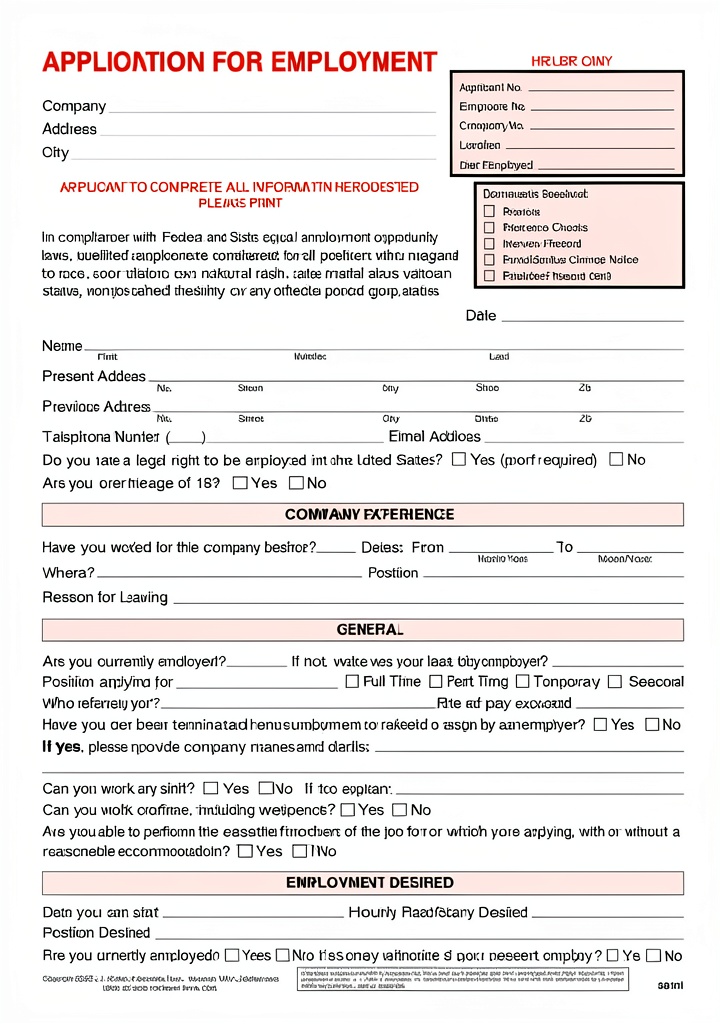 J. J. Keller job application form displayed on a desk