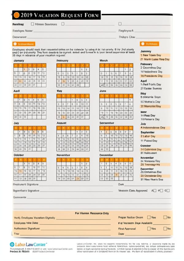 Labor Law Center Vacation Request Sheets 50 Pack Office-0