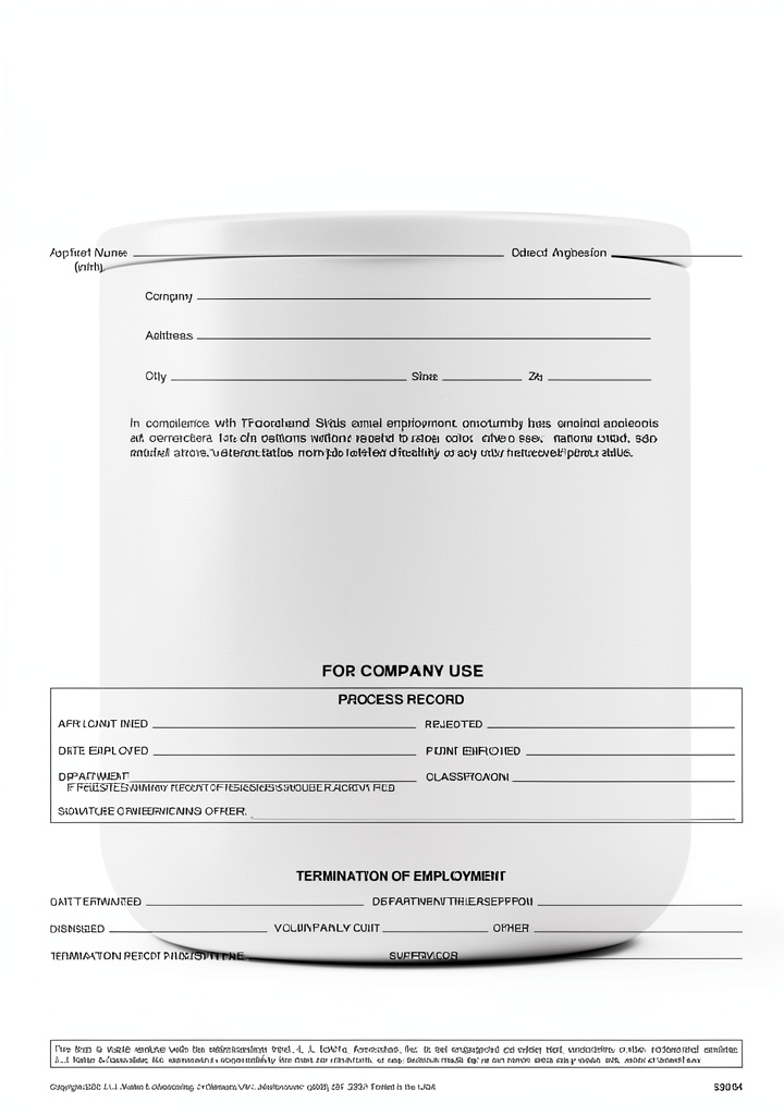 J J Keller employment application form displayed on a desk