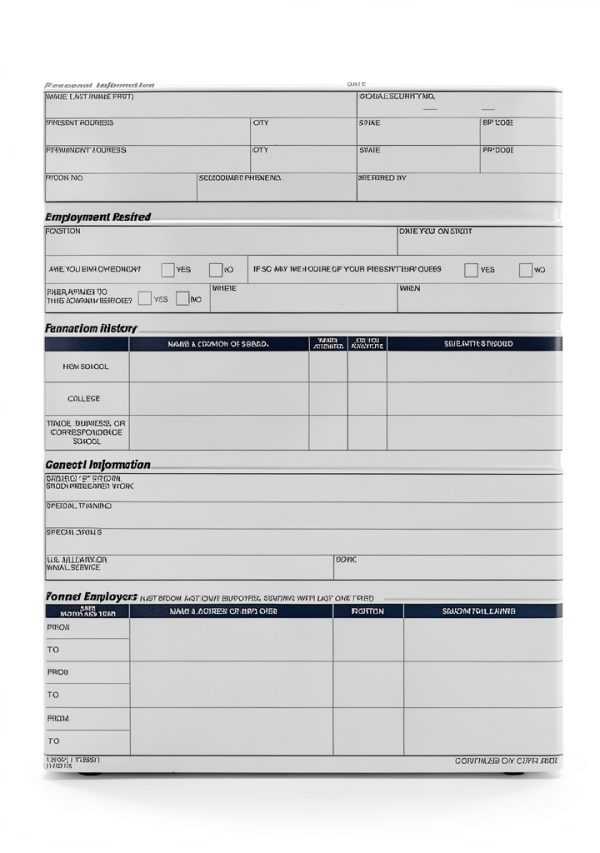 Tops Personnel Forms Employment History References Education-0