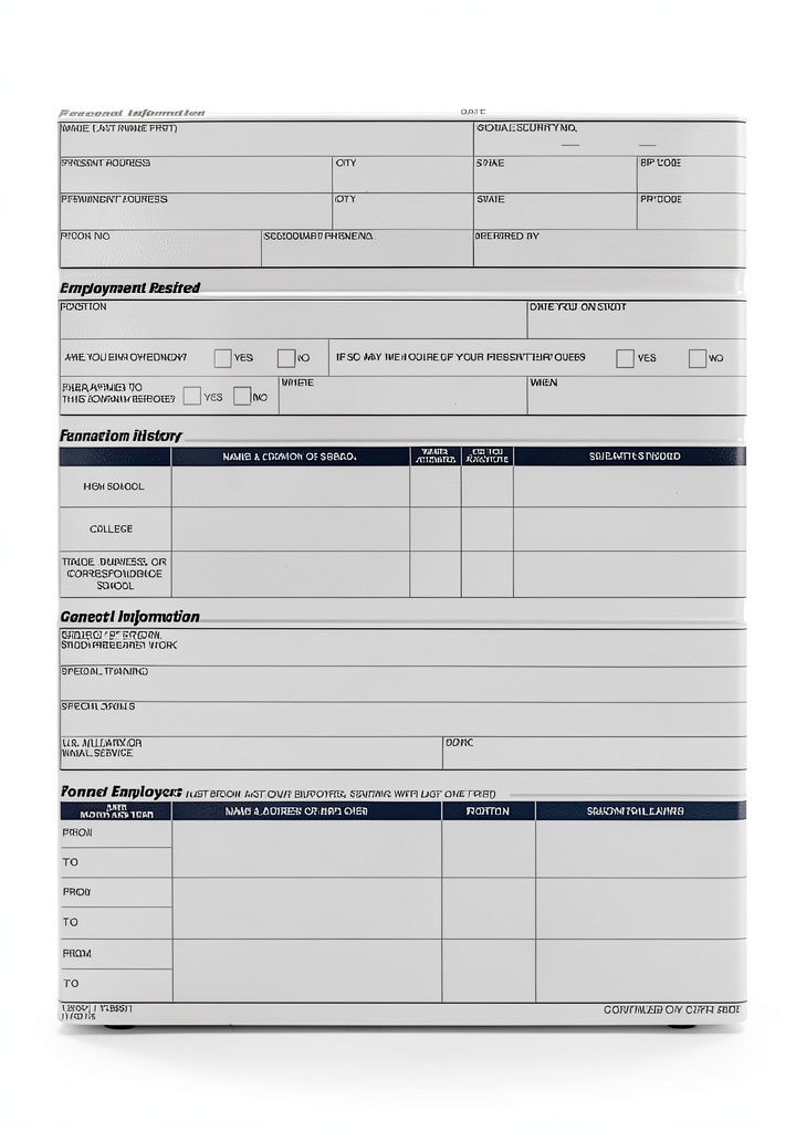 Tops Personnel Forms displayed on an office desk