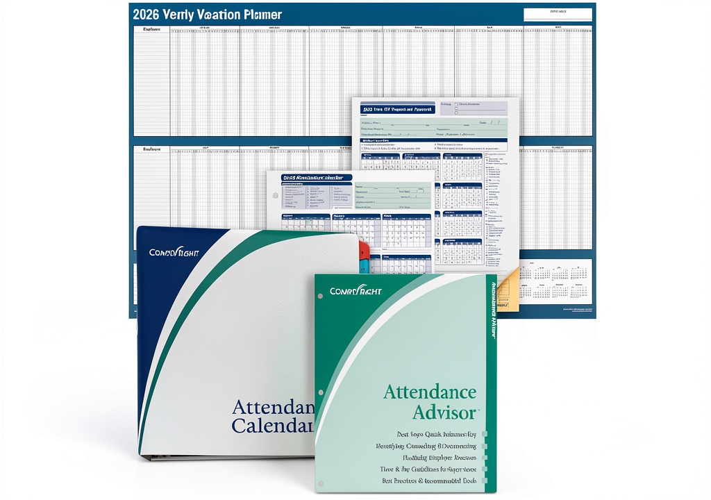 ComplyRight Attendance Calendar Card showing calendar layout and three-hole punches