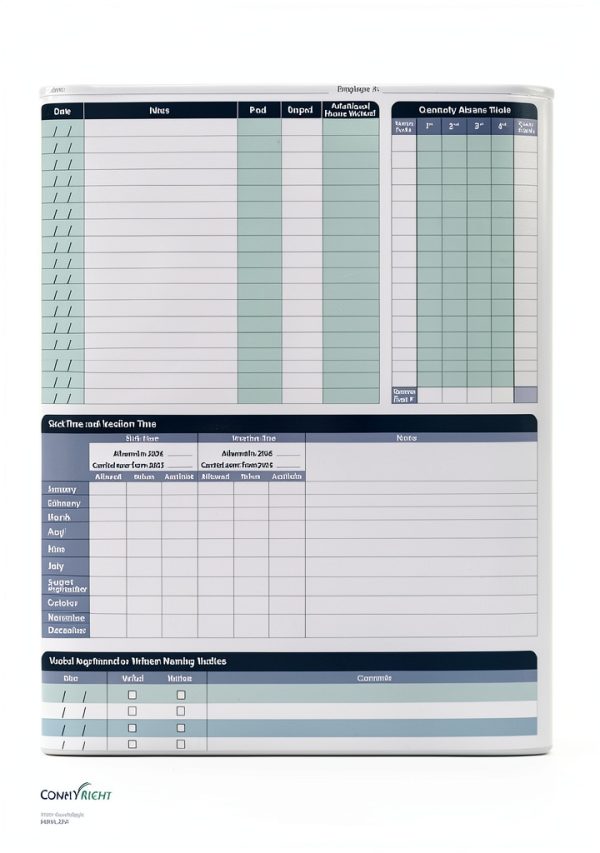 ComplyRight Attendance Calendar Card 2026 Paper HR-2