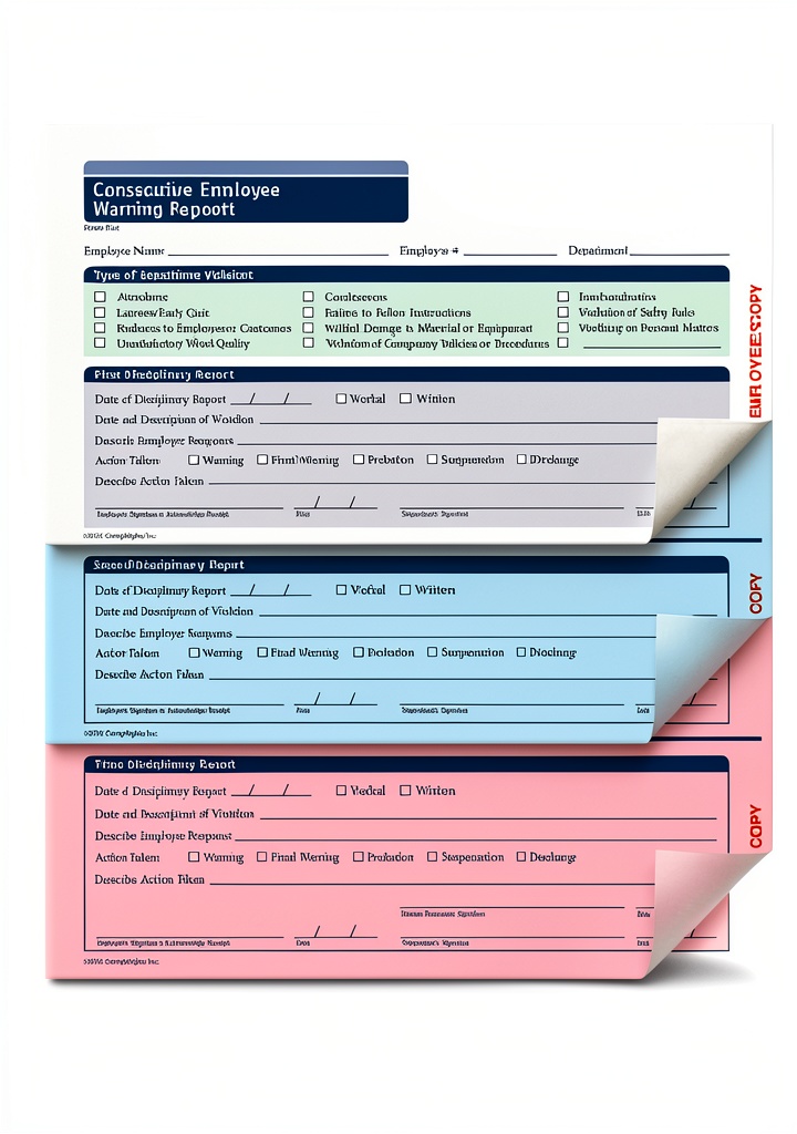ComplyRight Employee Warning Forms displayed on office desk