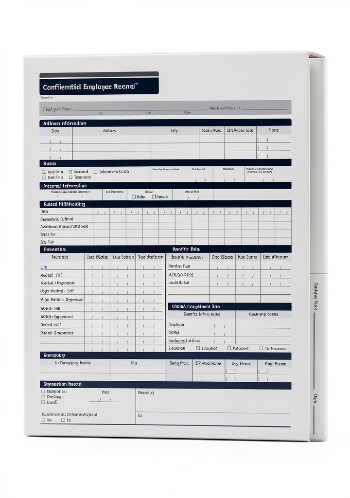 ComplyRight employee record folder showing front design with benefit notation areas