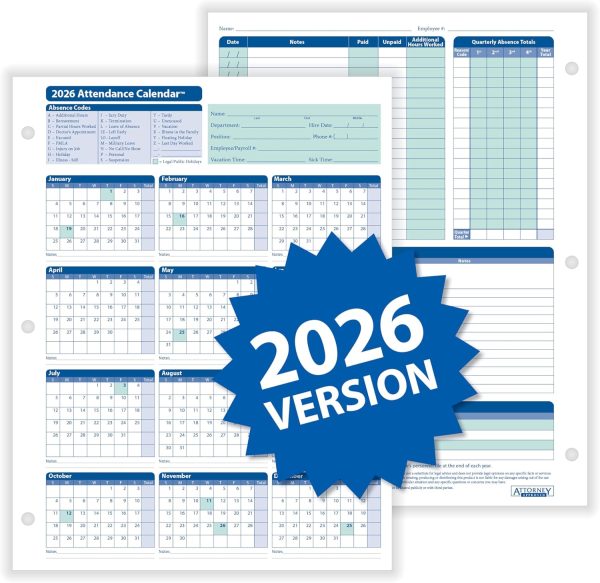 ComplyRight Attendance Calendar Cards HR Management Forms-4