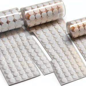 JUMINIZ Adhesive Dots 0.59 Inch White Nylon Circle Fasteners Pack of 2-0