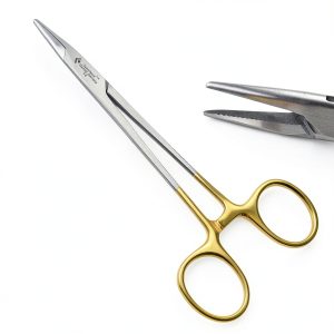Serrated Mayo Hegar Needle Holder 5.5" WSI Gold Rings Stainless Steel-0