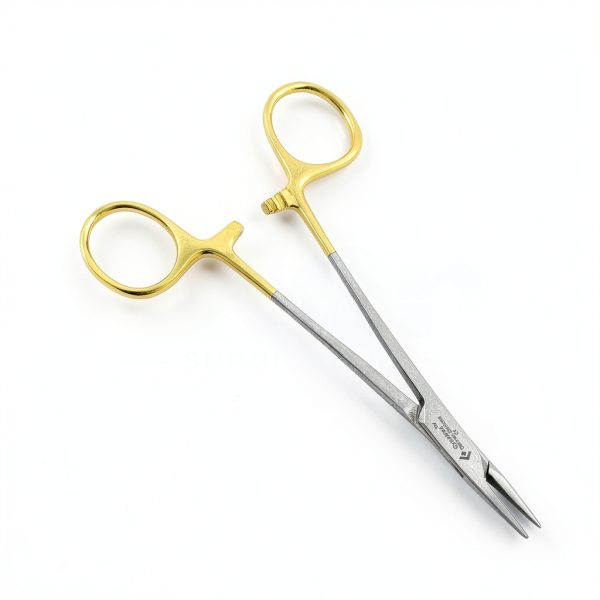 Serrated Mayo Hegar Needle Holder 5.5" WSI Gold Rings Stainless Steel-3