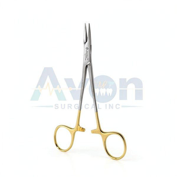 Serrated Mayo Hegar Needle Holder 5.5" WSI Gold Rings Stainless Steel-4