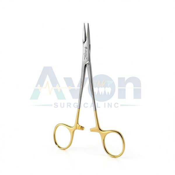 Serrated Mayo Hegar Needle Holder 5.5" WSI Gold Rings Stainless Steel-5