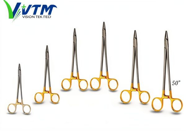 TC Mayo Hegar Needle Holder 10in Tungsten Carbide Gold Rings TEK MED-6