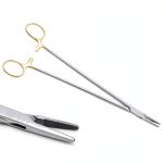 TC Mayo Hegar Needle Holder 10in Tungsten Carbide Gold Rings TEK MED-0