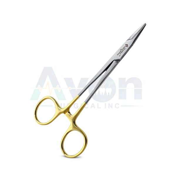 Serrated Mayo Hegar Needle Holder 5.5" WSI Gold Rings Stainless Steel-7