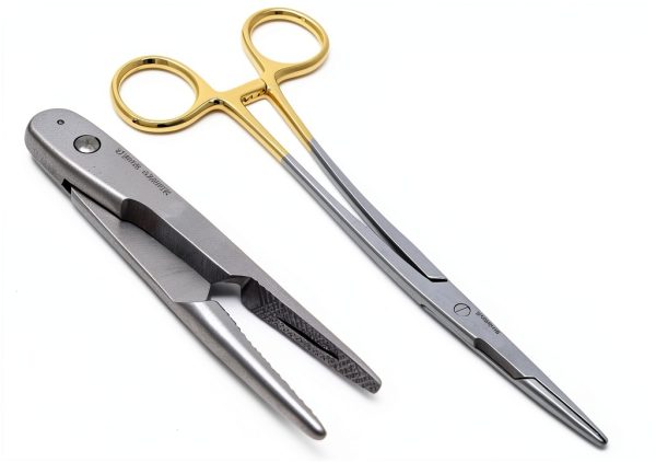 Gold Handle Needle Holder 5.5in by Olsen Hegar Stainless Steel-0